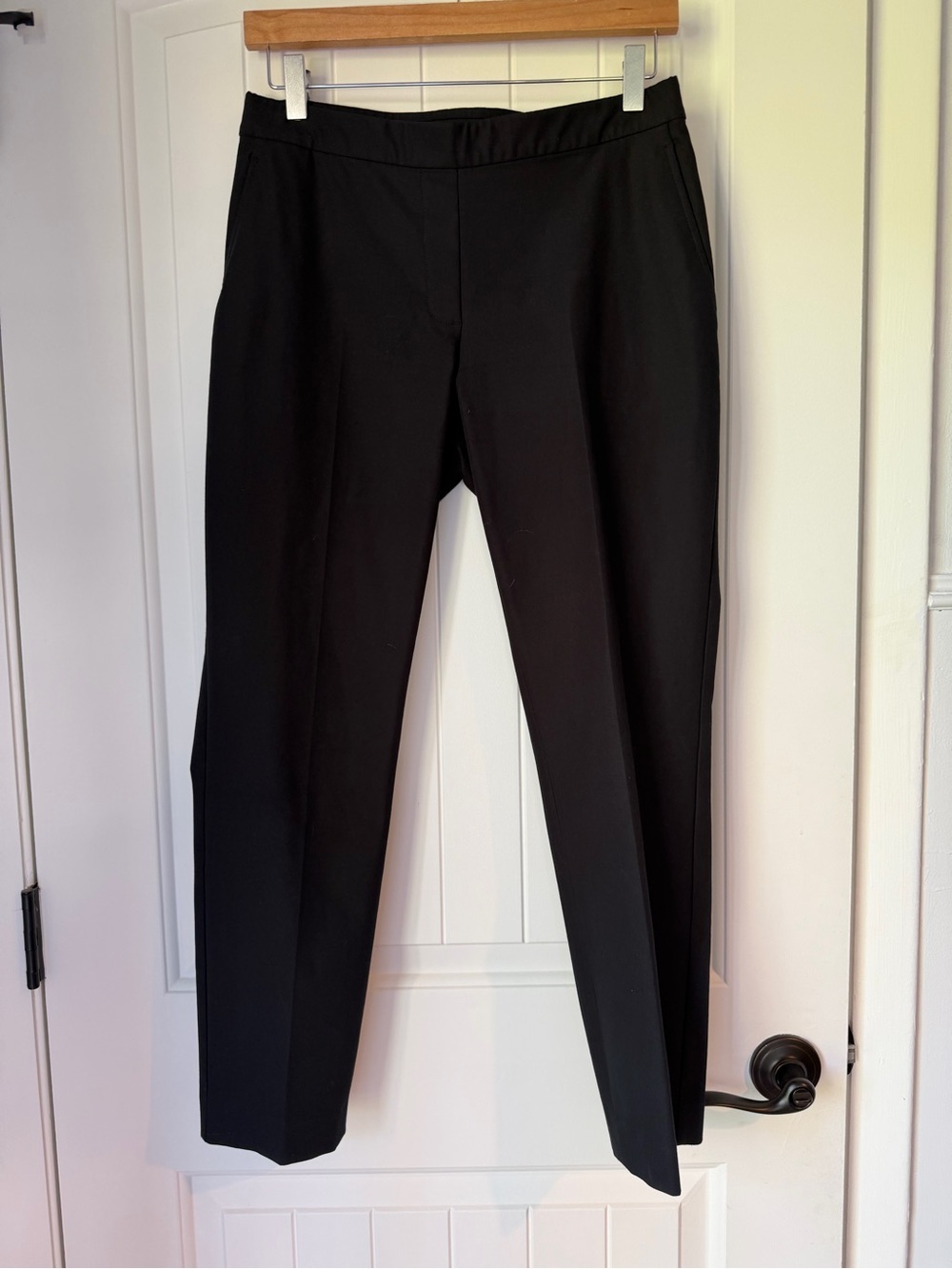 Women’s Theory Black Slim Pull On Pant in Stretch Cotton Clean Tailored Fit 4